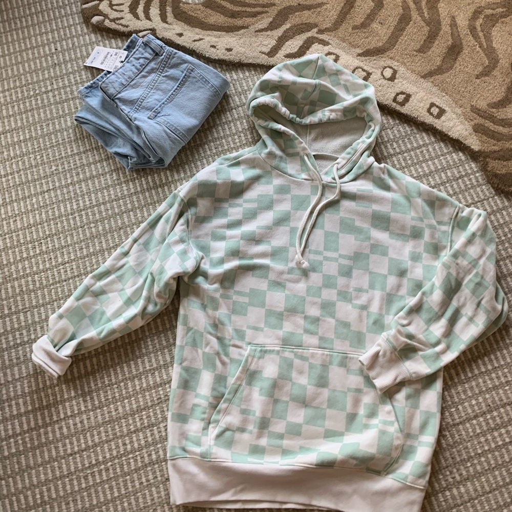 Mint Green Checkerboard Hoodie